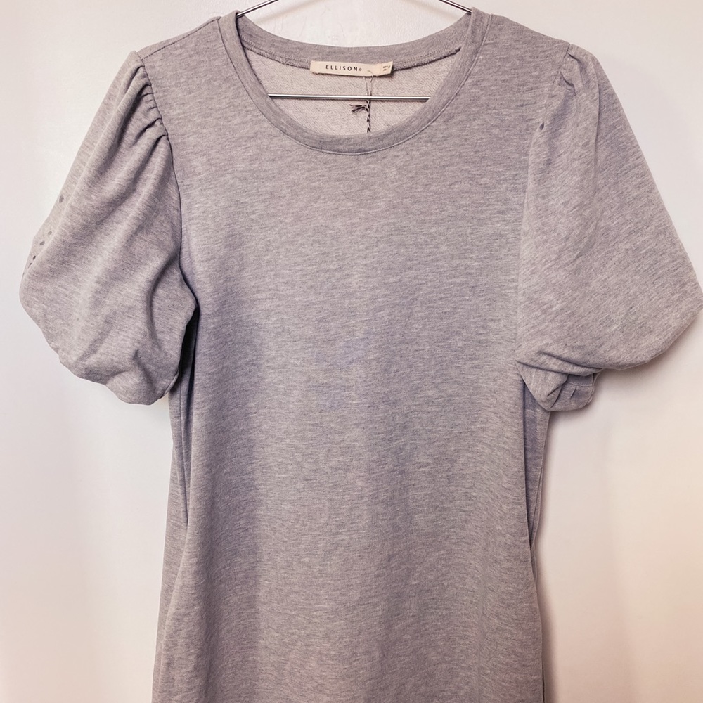 Grey T-shirt Dress w/ Puffy Sleeves